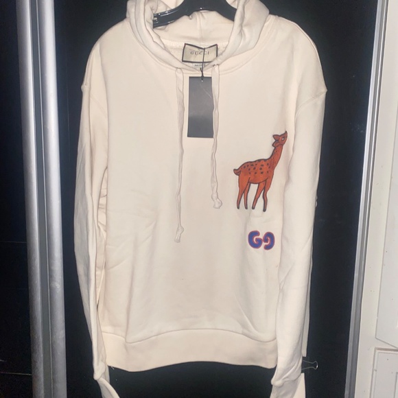 Cream Gucci  Deer Full Zip Hoodie Sz M - Picture 2 of 9